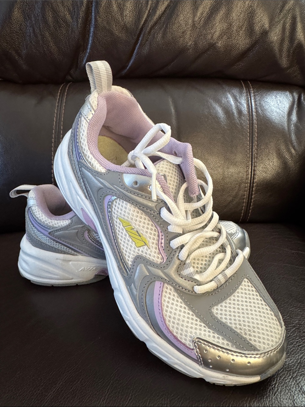Avia Women's Silver and Light Lavender Athletic Sneakers